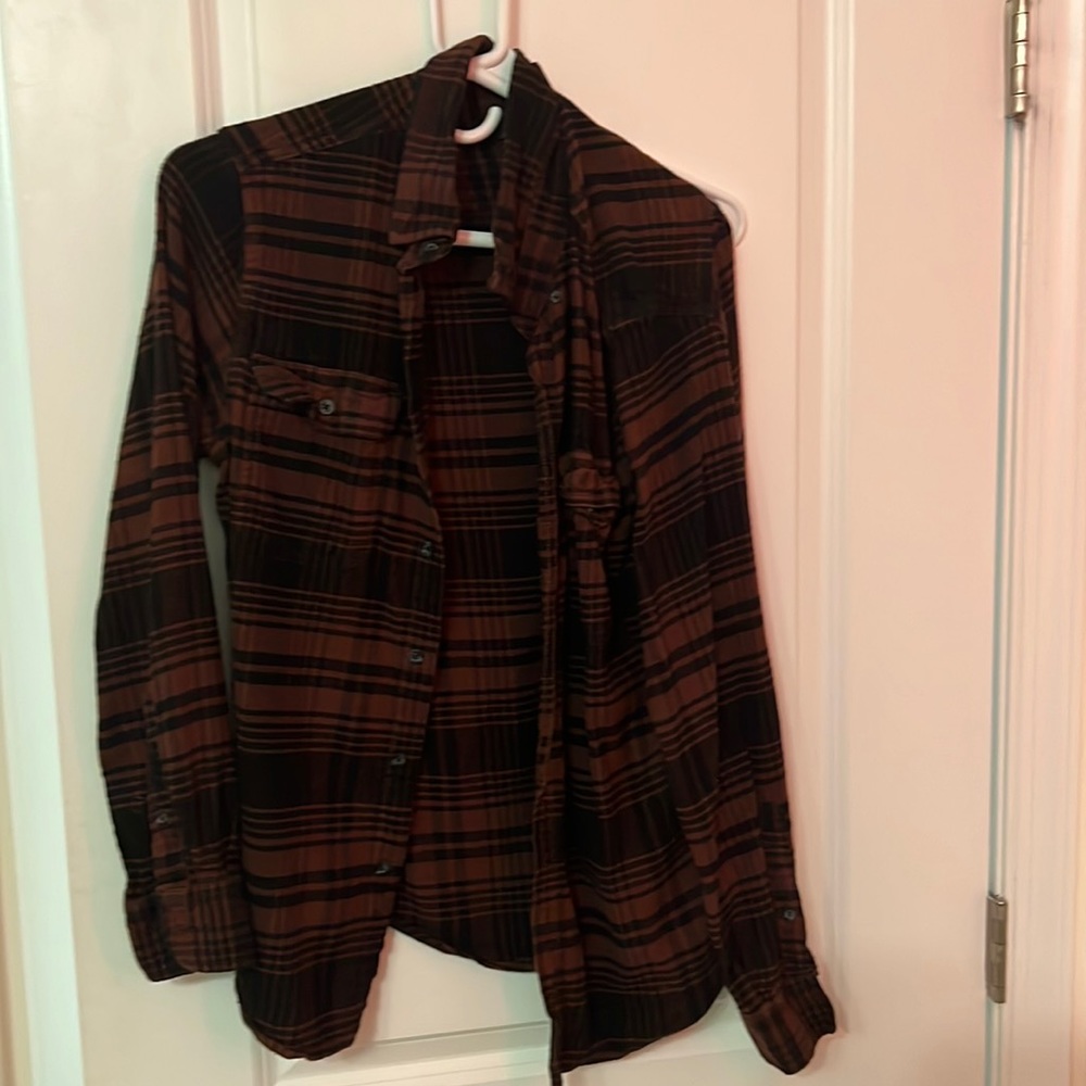 Red and black collar shirt